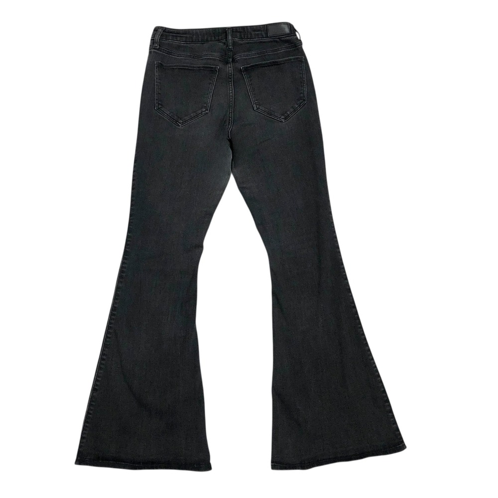 Hollister High Rise Flare Jeans Black Wash Soft Stretch Size 10L W30L Boho Retro - Picture 4 of 9